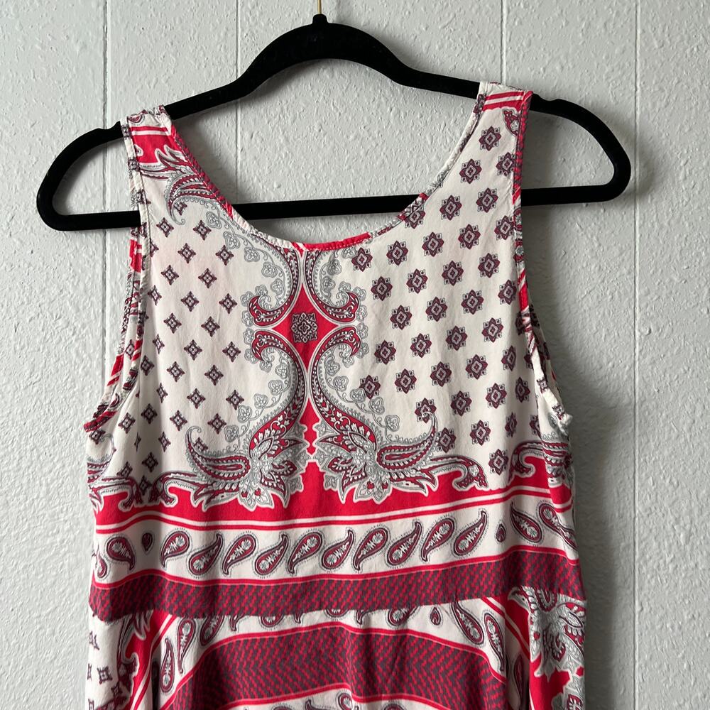 Umgee Womens Tank Dress Large Handkerchief Hem Paisley Floral Cottagecore Boho - Picture 8 of 14